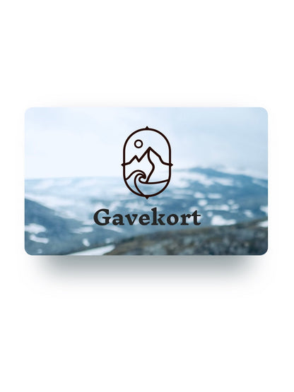 Gavekort fra Pure Madness med logo over et fjellandskap
